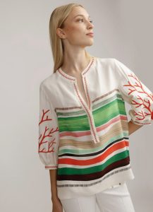 Blusa de rayas con manga bordada ALBA CONDE