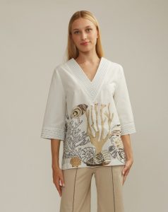 Blusa blanca con estampado ALBA CONDE
