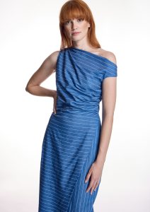 Vestido azul con rayas ALBA CONDE - Imagen 6