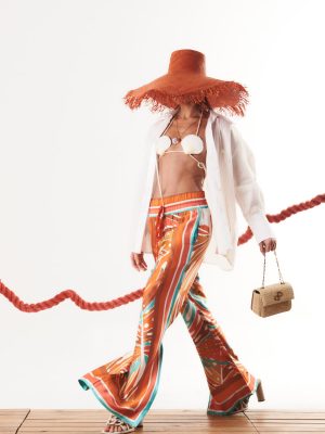 Pantalones anchos con estampado florales OPEN