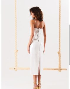 Vestido midi lentejuelas y lino OPEN