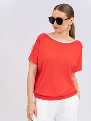 Jersey coral cuello barco CHRISTINA PARIS