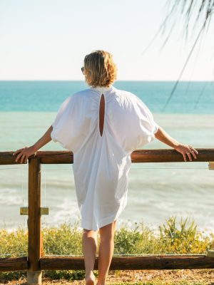 Vestido de popelín con espalda abierta AGGEL