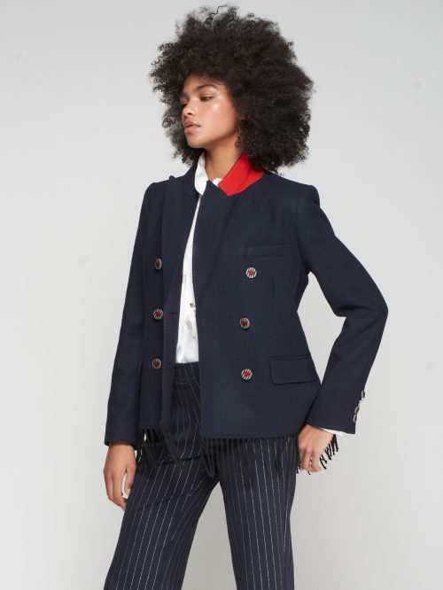 Chaqueta flecos azul marino VILAGALLO