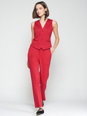 Pantalón recto rojo estructura VILAGALLO