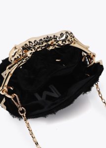 Bolso tejido fantasía con asade leopardo metálica LOLA CASADEMUNT