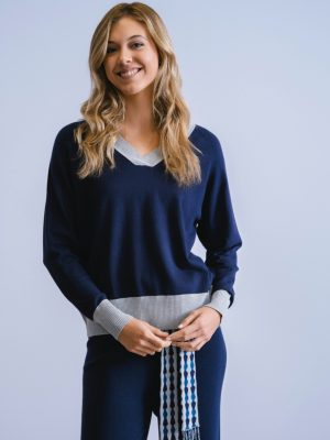 Jersey cuello pico detalle lurex WNT Collection