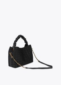 Bolso tweed asa fruncida y logo LOLA CASADEMUNT