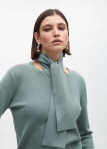 Jersey cuello anudado TURQUESA