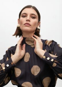Vestido abullonado cuello alto topos LOLA CASADEMUNT