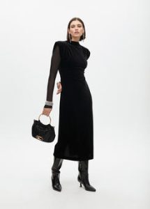 Vestido largo velvet manga transparente LOLA CASADEMUNT