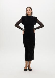 Vestido largo velvet manga transparente LOLA CASADEMUNT