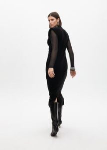Vestido largo velvet manga transparente LOLA CASADEMUNT