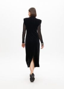 Vestido largo velvet manga transparente LOLA CASADEMUNT