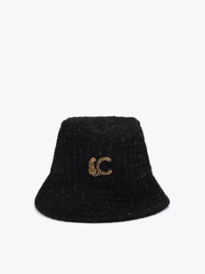 Sombrero tipo bucket tweed logo LC leopardo LOLA CASADEMUNT