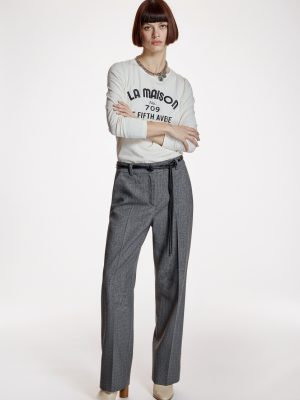 Pantalón gris de corte recto ALBA CONDE