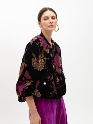 Bomber devoré velvet estampado floral LOLA CASADEMUNT
