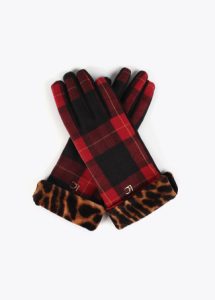 Guantes combinados tartan y leopardo LOLA CASADEMUNT