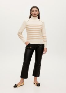 Jersey cuello alto rayas doradas con detalle botones LOLA CASADEMUNT