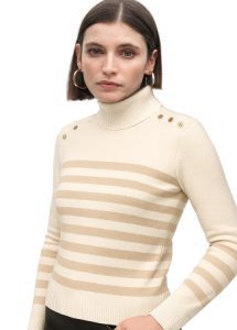Jersey cuello alto rayas doradas con detalle botones LOLA CASADEMUNT