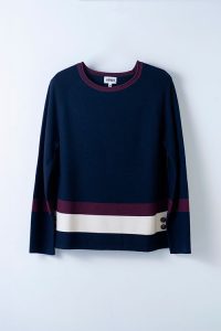 Jersey de punto marino con franjas burdeos y crudo HONGO