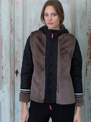 Chaqueta acolchada convertible en chaleco con pelo HONGO