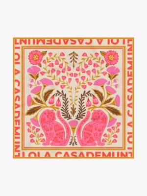 Pañuelo satinado con flores y tigres LOLA CASADEMUNT