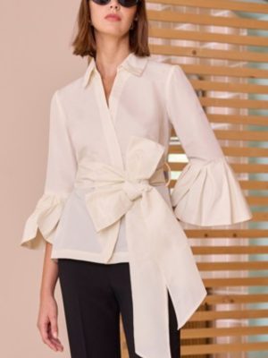 Blusa tafetán blanca cruzada CARLA RUIZ