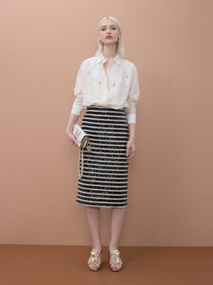Falda recta lentejuelas blanco y negro LOLA CASADEMUNT