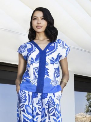 Blusa estampada con detalles de punto AGGEL