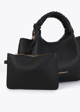 Bandolera pequeña con asa trenzada negra LOLA CASADEMUNT