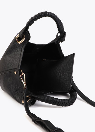 Bandolera pequeña con asa trenzada negra LOLA CASADEMUNT - Imagen 5