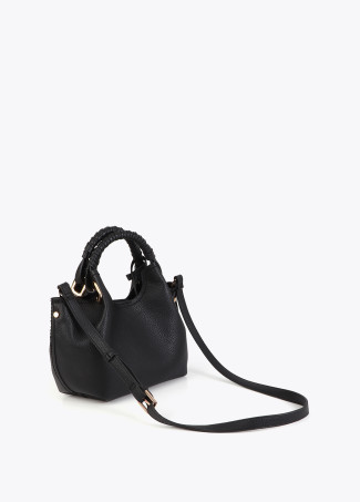 Bandolera pequeña con asa trenzada negra LOLA CASADEMUNT