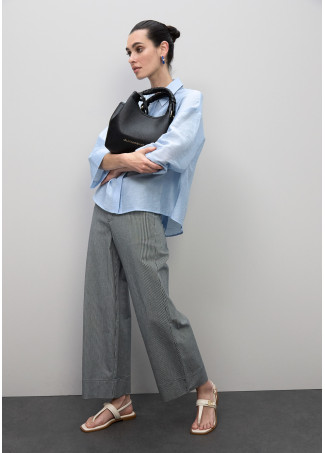 Bandolera pequeña con asa trenzada negra LOLA CASADEMUNT