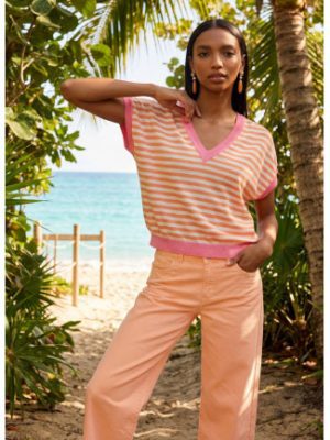 Jersey manga corta rayas bicolor naranja LOLA CASADEMUNT