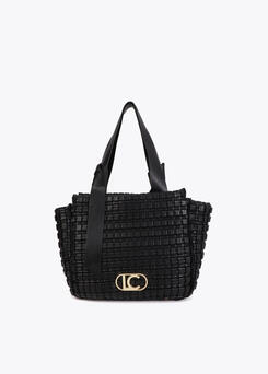 Bolso material trenzado detalle metálico en lazo negro LOLA CASADEMUNT