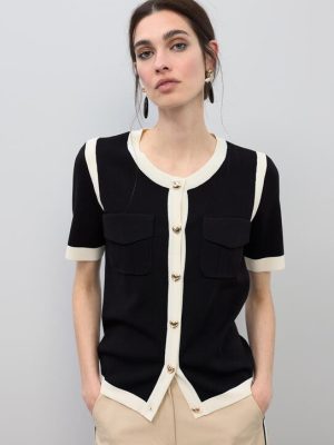 Cárdigan manga corta ribete contraste LOLA CASADEMUNT