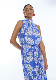 Top cuello alto paisley azul LOLA CASADEMUNT