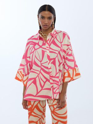 Camisa manga caida print hojas LOLA CASADEMUNT