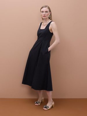 Vestido popelÃn tirantes negro LOLA CASADEMUNT