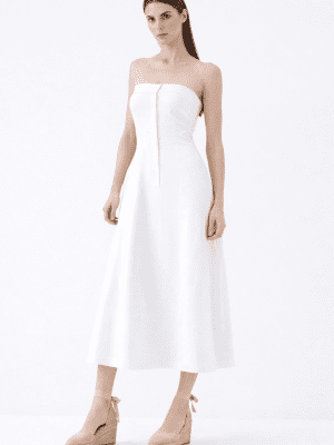 Vestido sin tirantes con cremallera y botón ACCESS