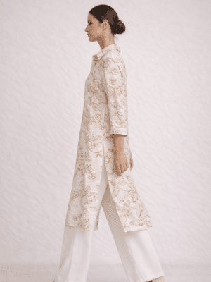 Conjunto kimono bordado oro con pantalón SANI BLUE