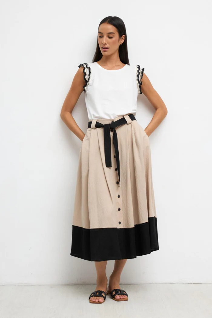 Falda Casandra Beige TINTA Y BARILOCHE