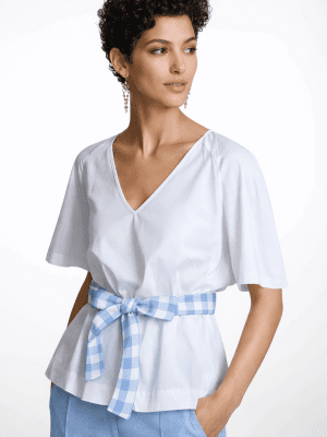 Blusa blanca popelín lazo ALBA CONDE