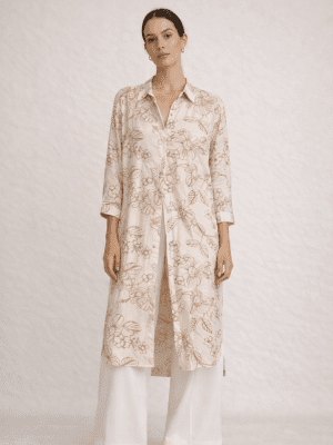 Conjunto kimono bordado oro con pantalón SANI BLUE