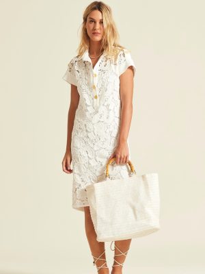 Vestido Presa Bordado Y Bambula Doble OKY COKY