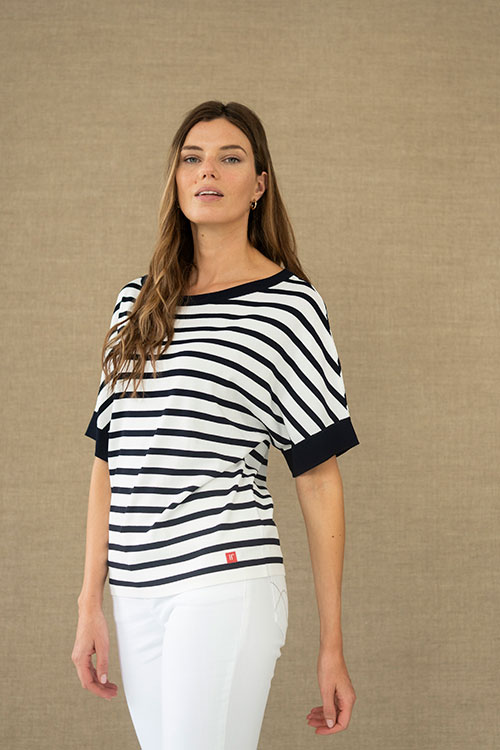 Jersey de rayas marineras con manga corta HONGO