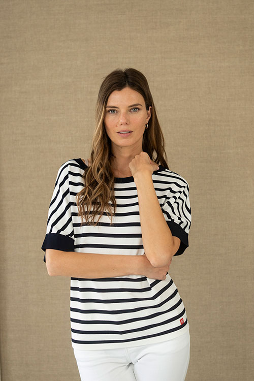 Jersey de rayas marineras con manga corta HONGO