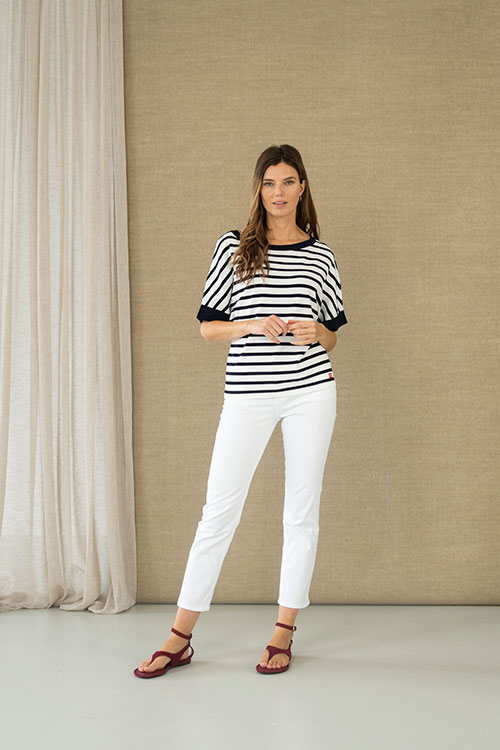 Jersey de rayas marineras con manga corta HONGO