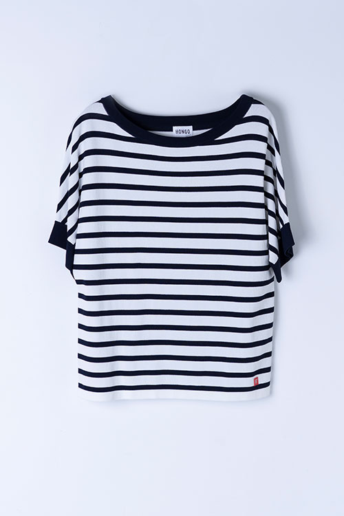 Jersey de rayas marineras con manga corta HONGO